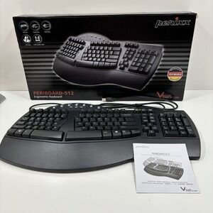 Perixx PERIBOARD 512 Ergonomic Keyboard Wired 1.5 M Cable USB Palm Rest Hot Keys
